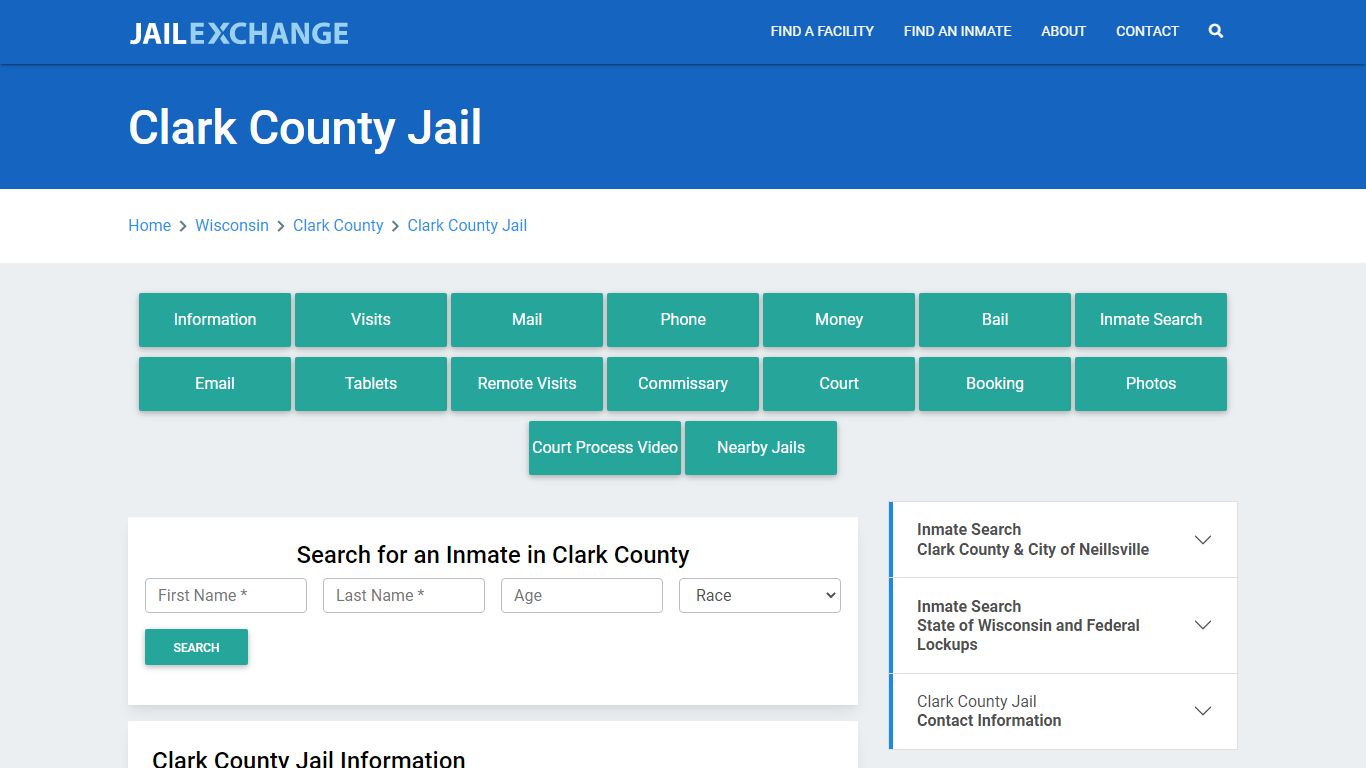 Clark County Jail Roster Lookup, WI, Inmate Search